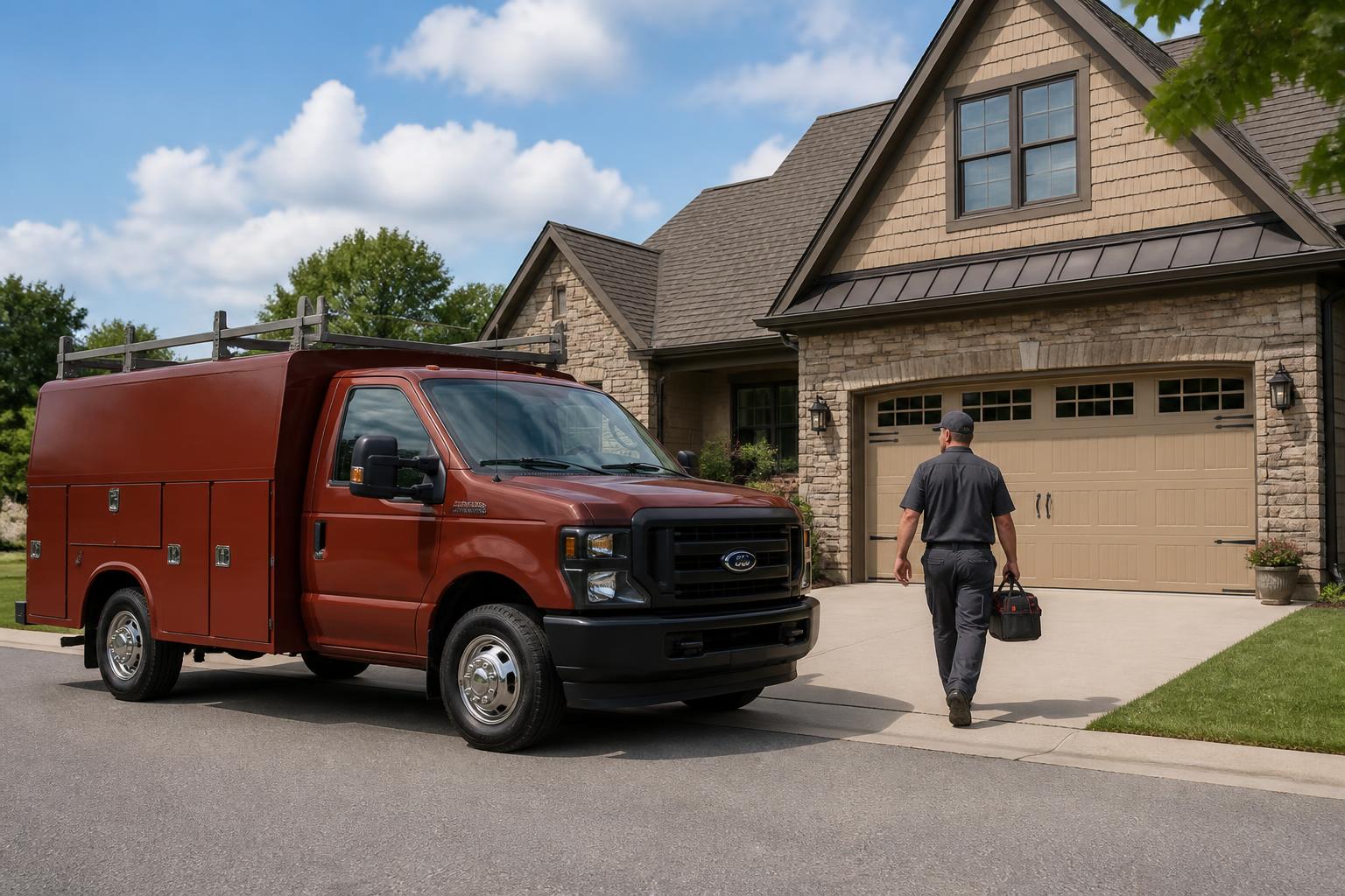 Waccamaw Garage Door Repair service van in a Murrells Inlet, SC driveway